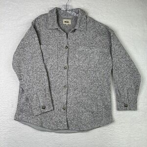 Madewell MWL (Re)sourced Sweater Fleece Shirt Jacket Heather Gray Women's Large